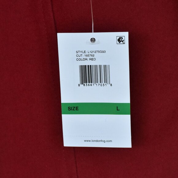 London Fog Women's Double Lapel Thigh Length Button Front Wool Coat w/Belt Red - Picture 12 of 13